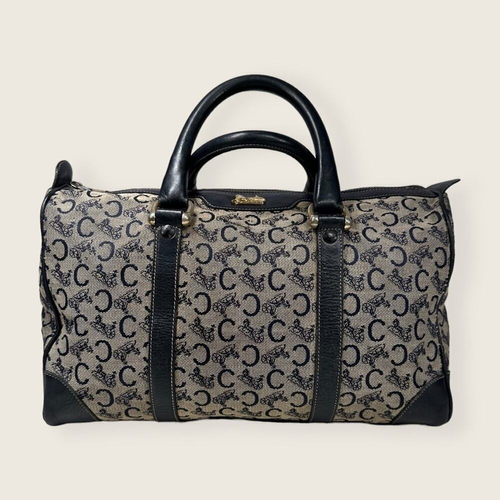Vintage | Celine | C Macadam Carriage Hand Boston Handbag | Gray/Blue
